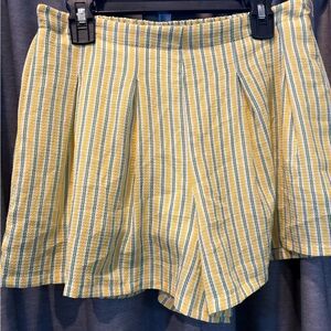 Striped Yellow and White Women's Shorts